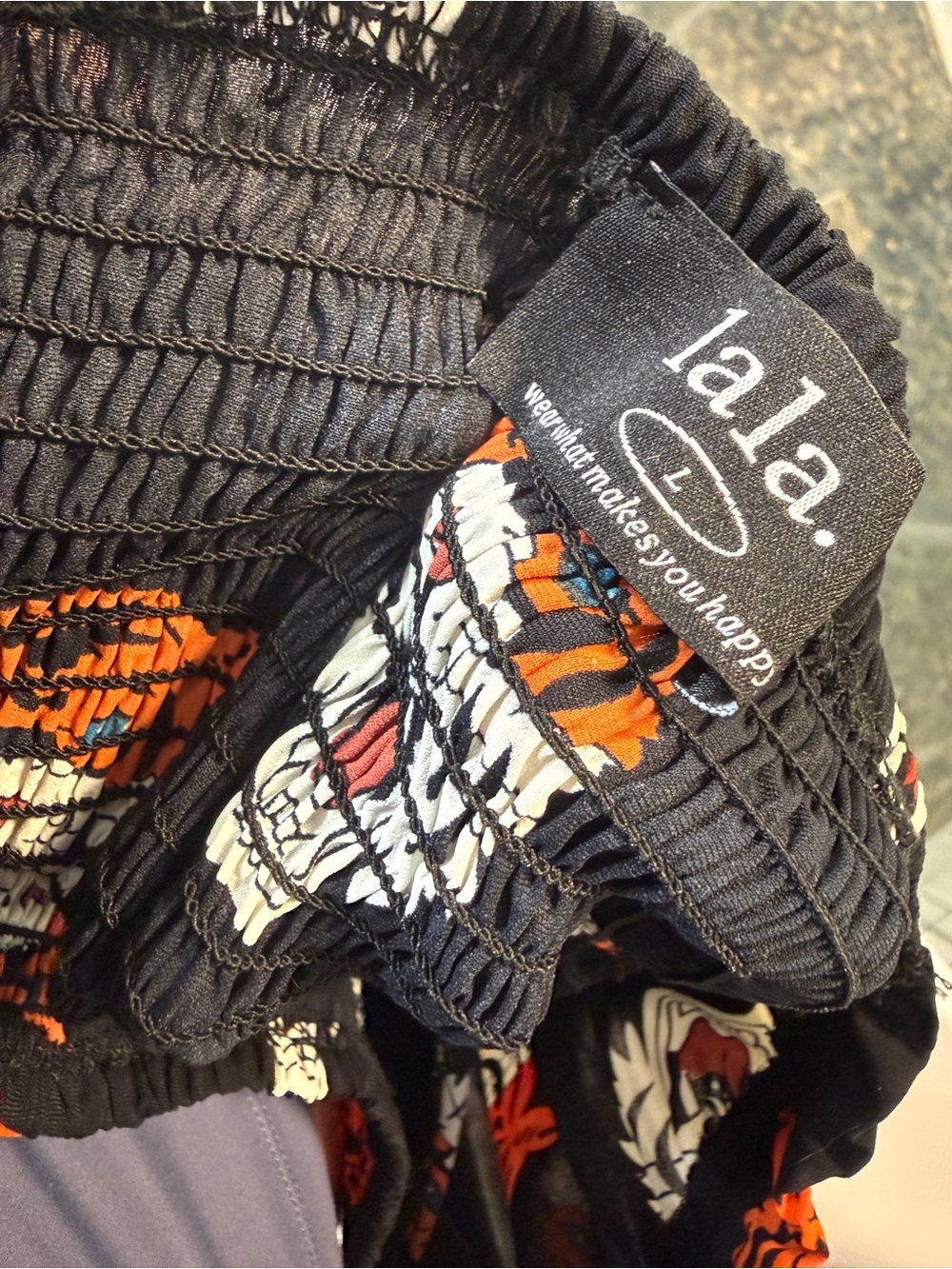 Dressed in LALA Black Dress with Orange and White Tiger Faces - Picture 3 of 3